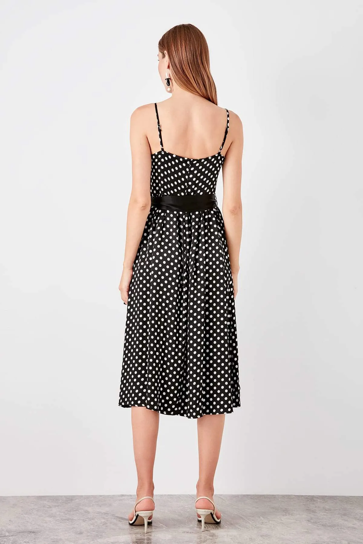 10851 Black Polka Dot Strap Dress