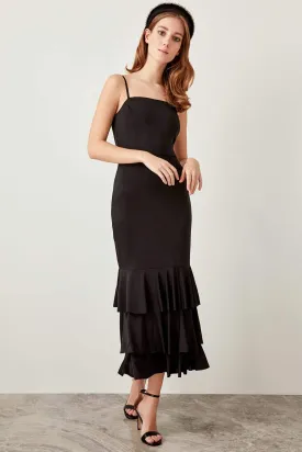 10890 Black Tiered Sheath Dress