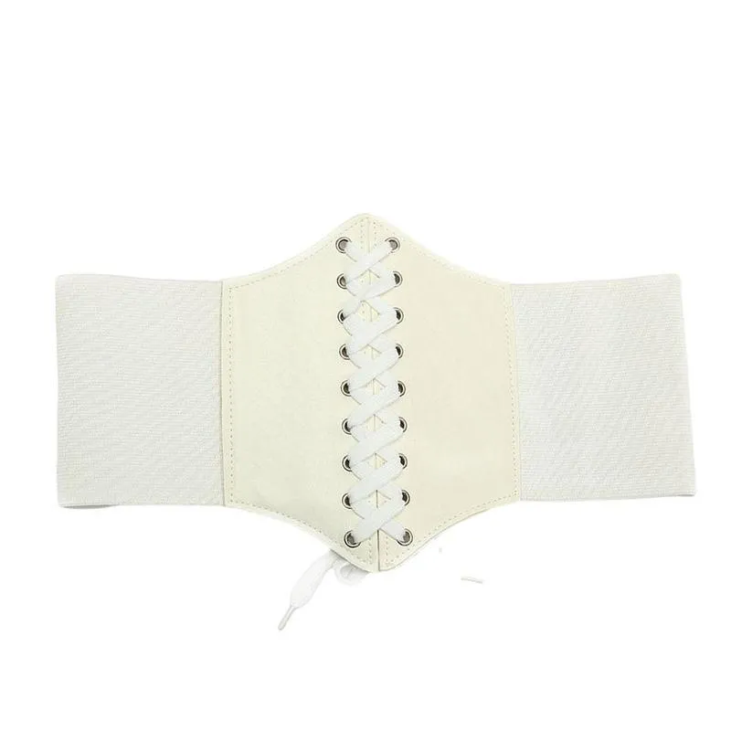 1Pcs Gothic Dark Lace Up Female Waist Corset Belt Wide PU Leather Belts Women Fashion Slimming Waistband Adjustable Dress Girdle