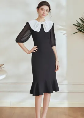 3/4 SLEEVE FISHTAIL DRESS