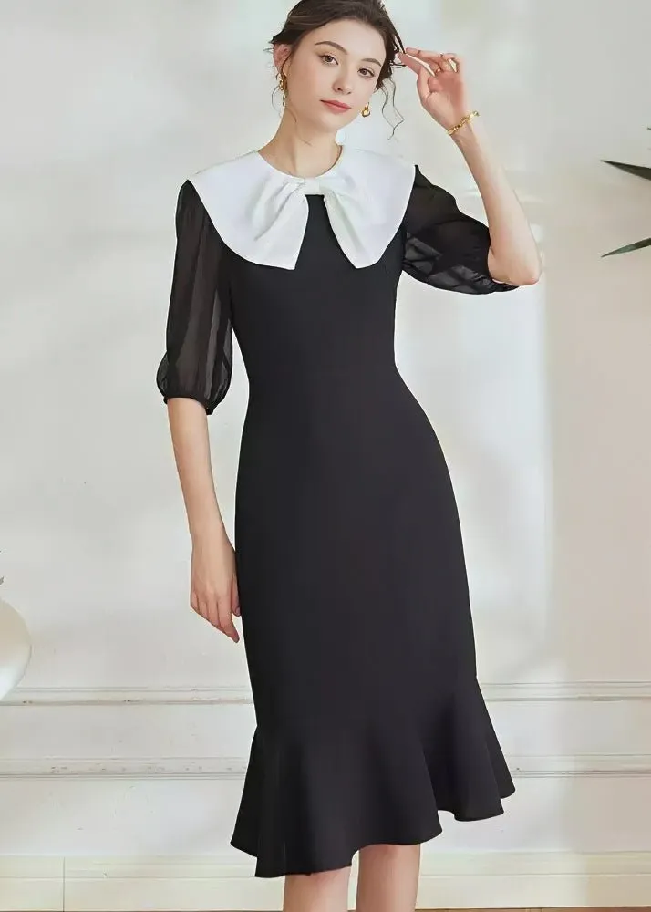 3/4 SLEEVE FISHTAIL DRESS