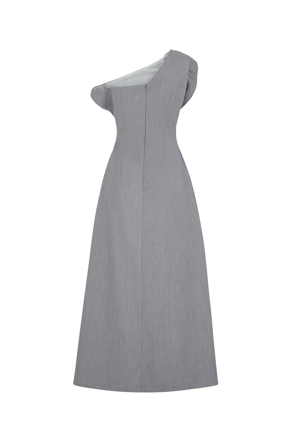 Anastasia A-line Diagonal Neck Chino Ankle Length Dress