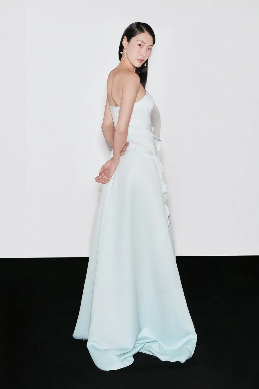 Ariel Strapless Wavy Taffeta Cotton Floor Length Dress