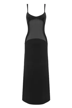 BLACK CRYSTALS MAXI DRESS