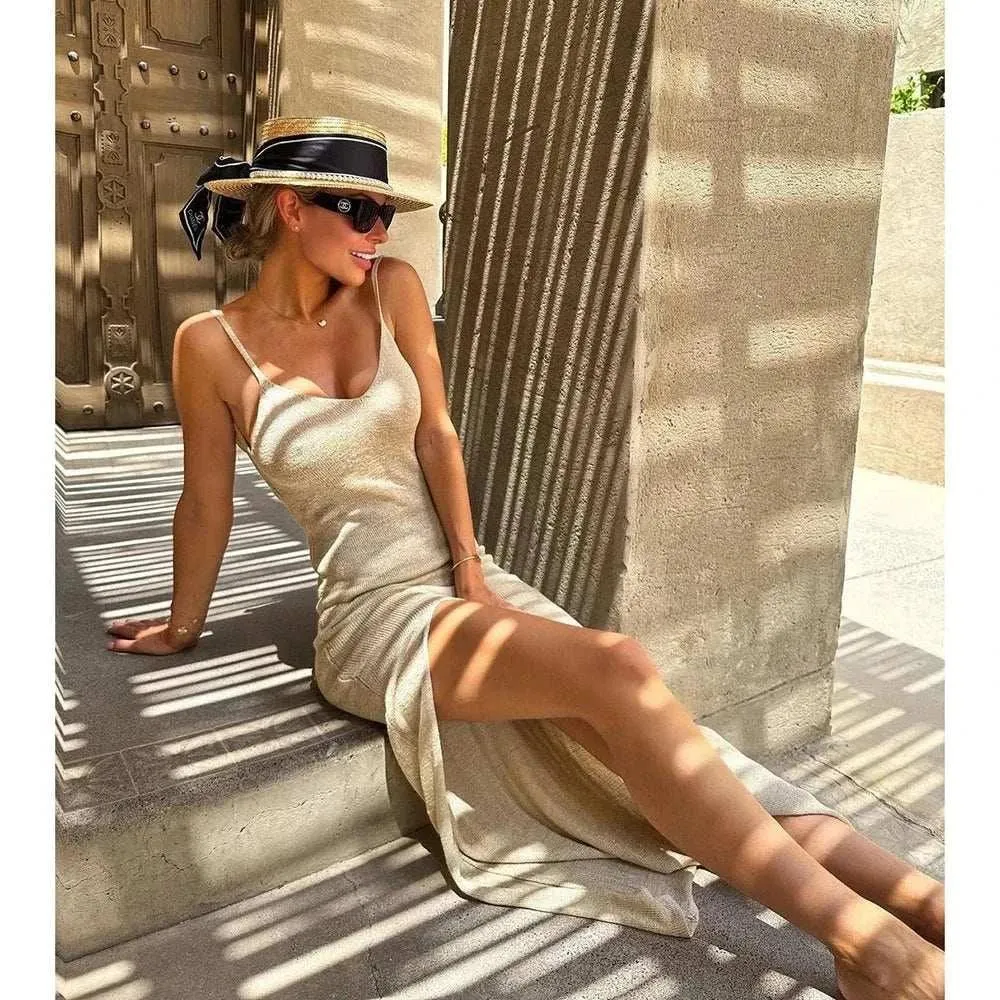 bodycon dress - 2024 Kintted Cover Up Beach Maxi Slit Elegance! Shop