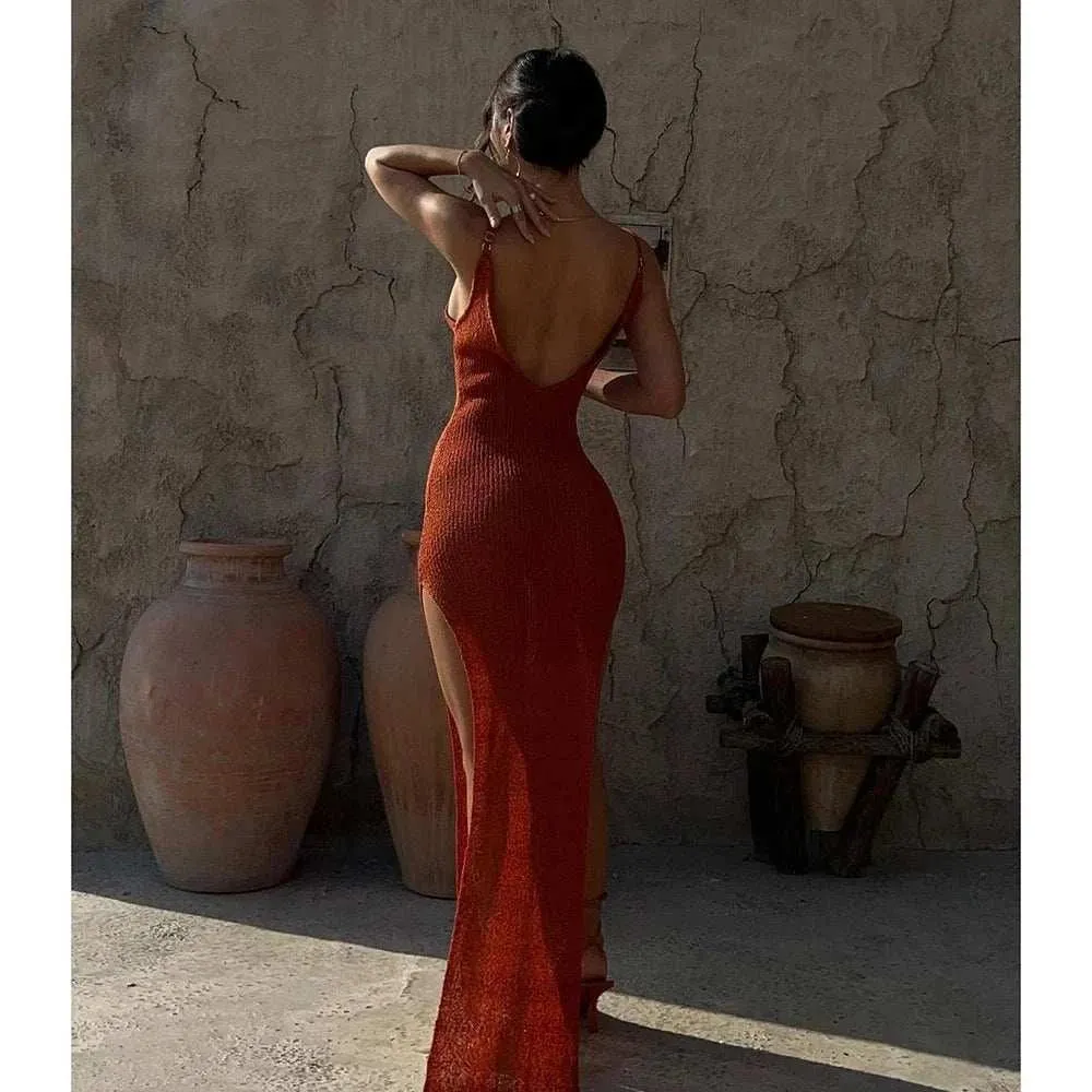 bodycon dress - 2024 Kintted Cover Up Beach Maxi Slit Elegance! Shop