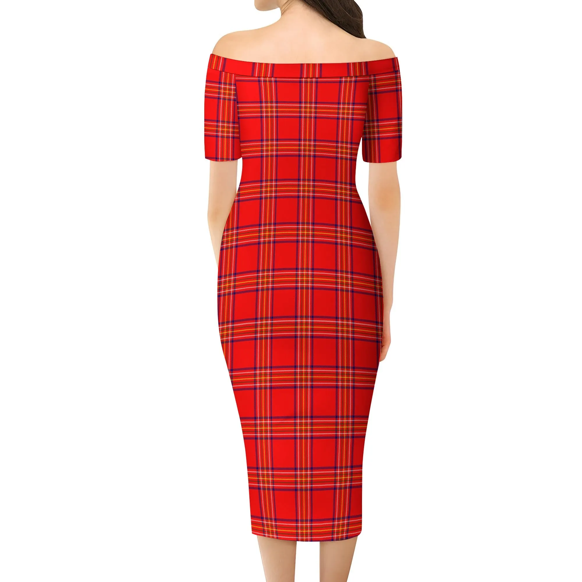 Burnett Modern Tartan Off Shoulder Lady Dress