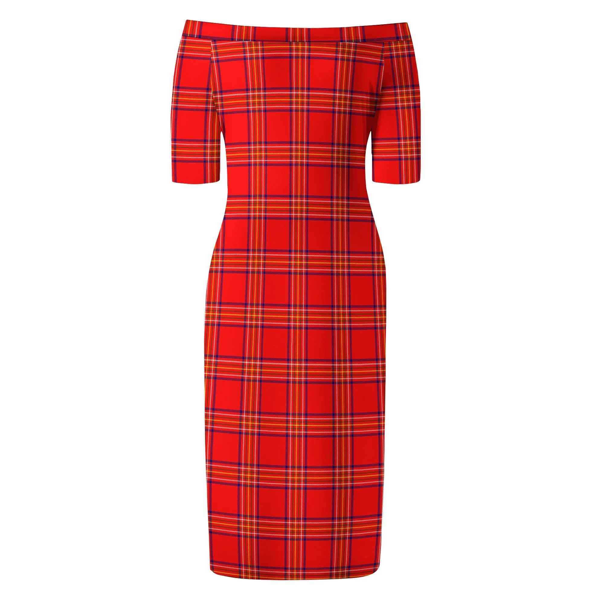 Burnett Modern Tartan Off Shoulder Lady Dress
