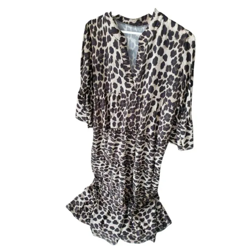 Casual Printed Long Dress Women Spring Summer Long Sleeve Pleated A-line Midi Dress Women Fashion Retro Bohemian Dress 2023 Robe