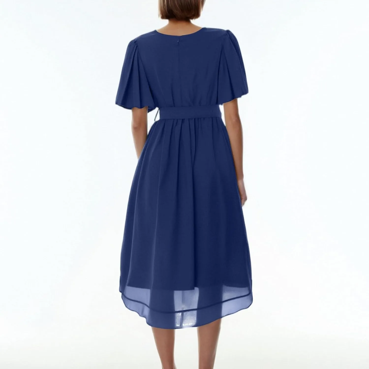 Chiffon Wrap Dresses for Women 2025 Summer Elegant Classy V Neck Belted Corset Dress Wedding Prom Boho Sundress