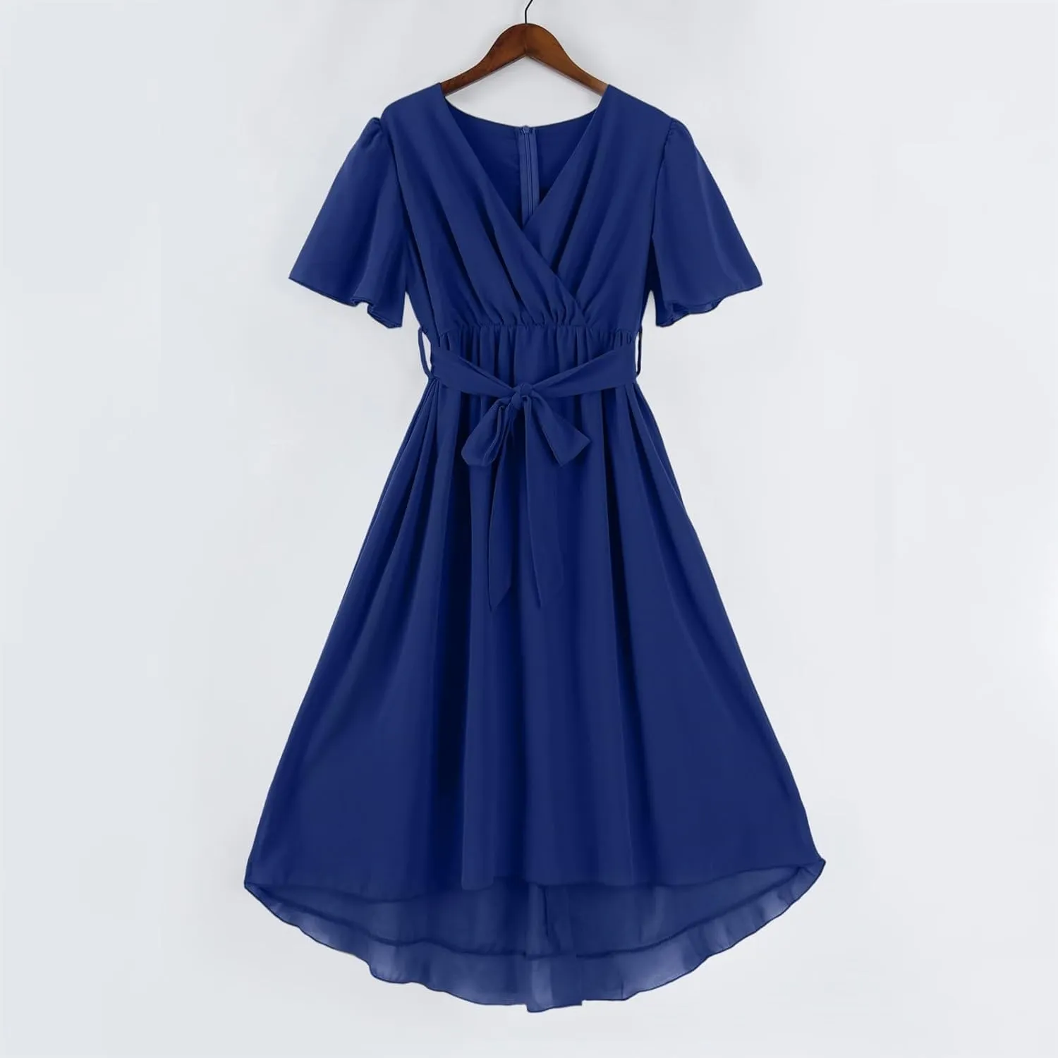 Chiffon Wrap Dresses for Women 2025 Summer Elegant Classy V Neck Belted Corset Dress Wedding Prom Boho Sundress