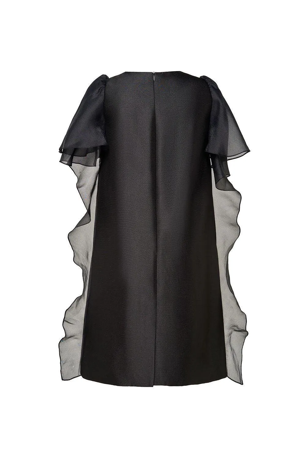 Crystal Tunic Flutter Sleeved Taffeta Knee-length Dress