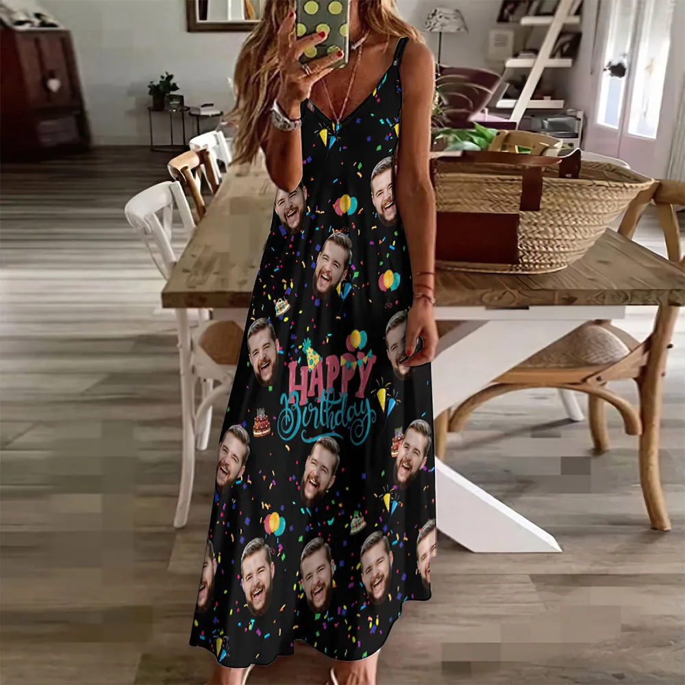 Custom Face Sling Long Dress Streamer Unique Birthday Gift