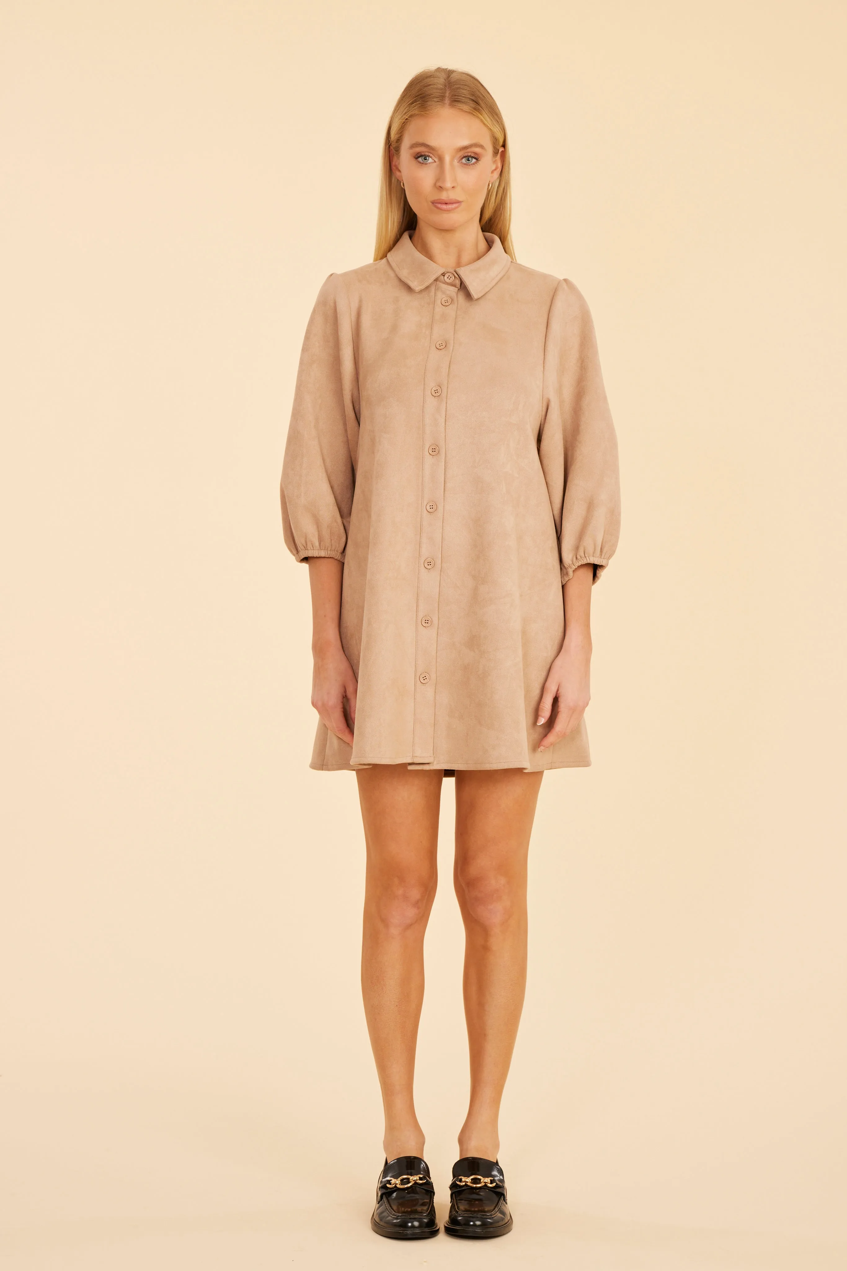 Dolce Cabo Soft Faux Suede Dress - Camel