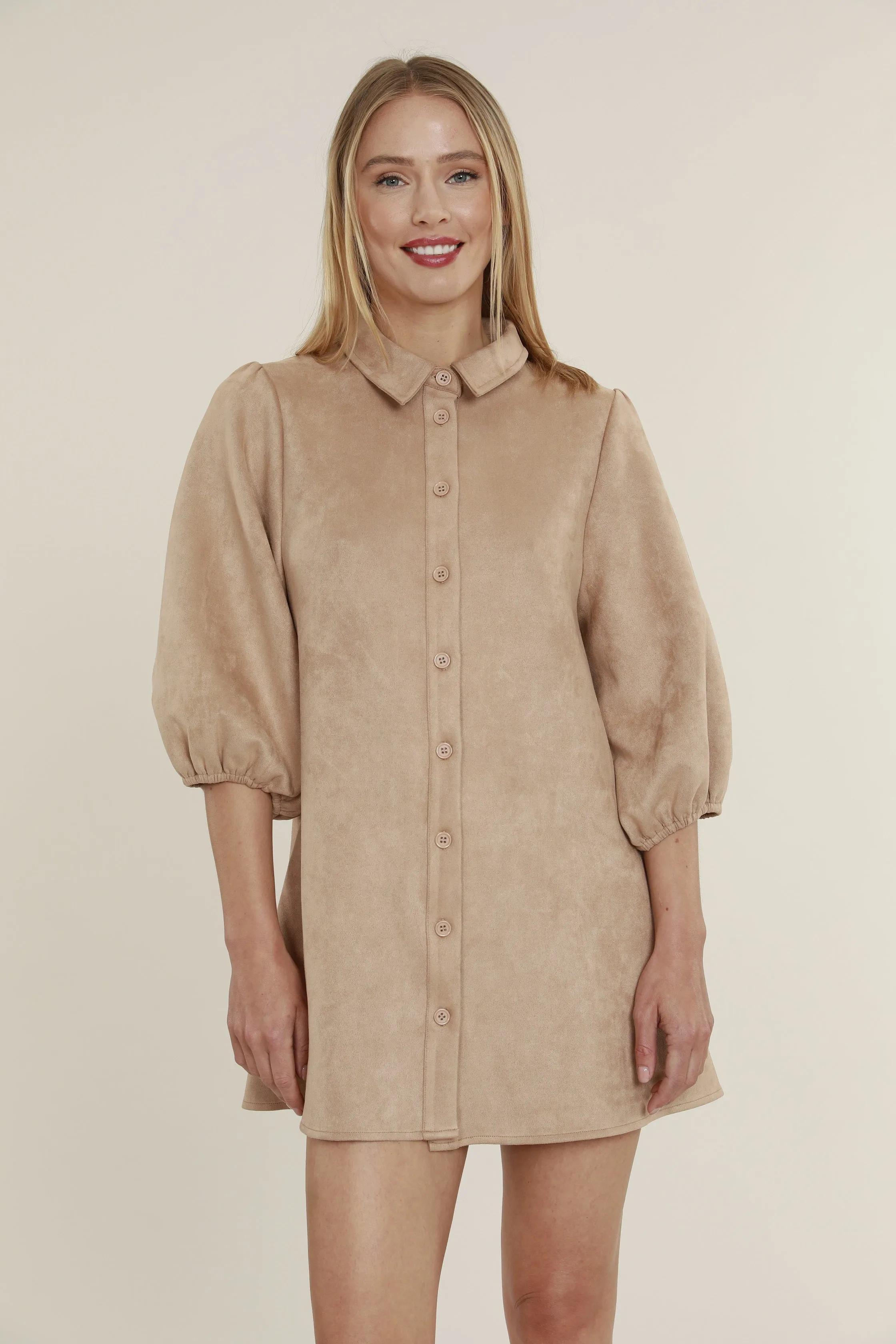 Dolce Cabo Soft Faux Suede Dress - Camel
