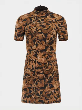 Draped Min Dress in Golden Serpent