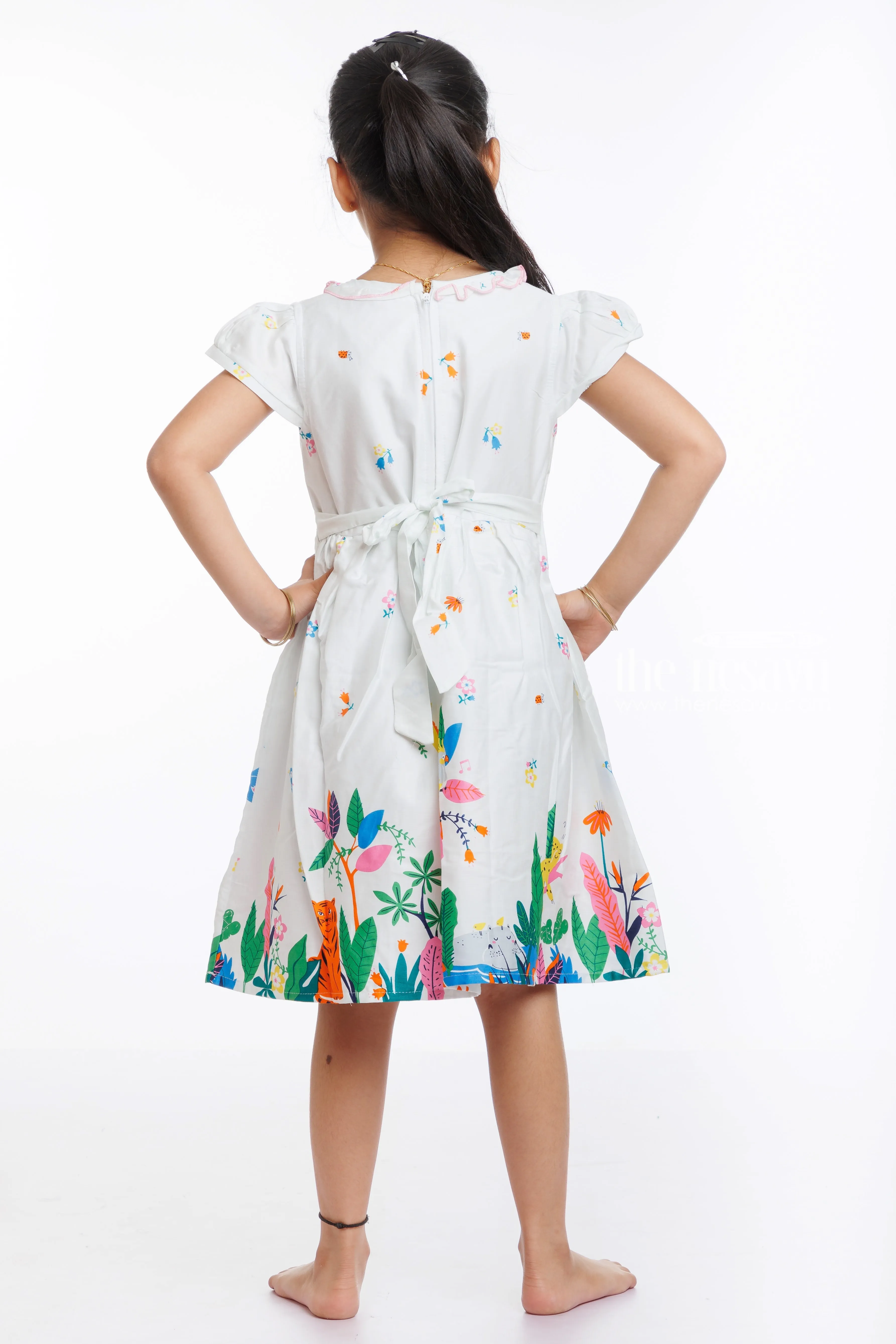 Enchanted Jungle Print Cotton Frock for Girls