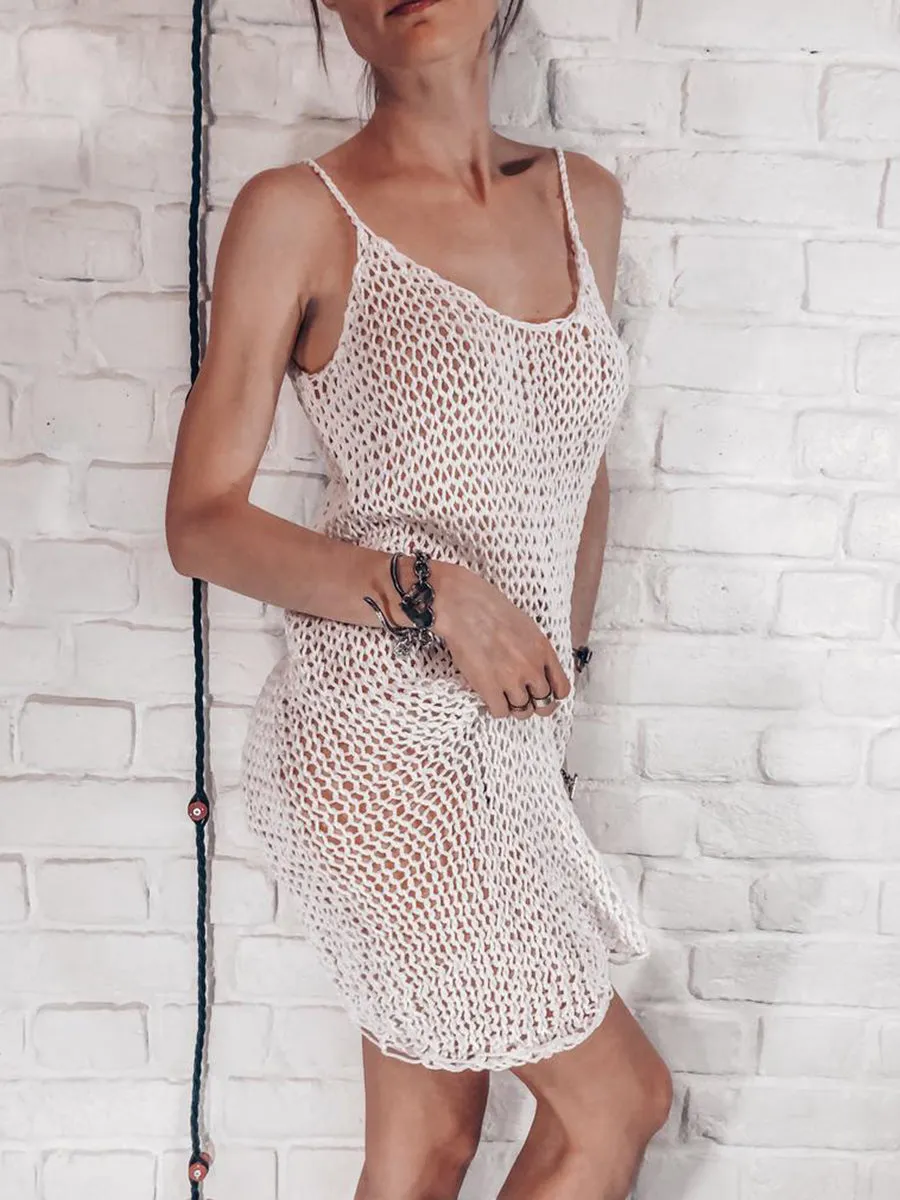 Fashionable Sexy Solid Color Suspender Dress