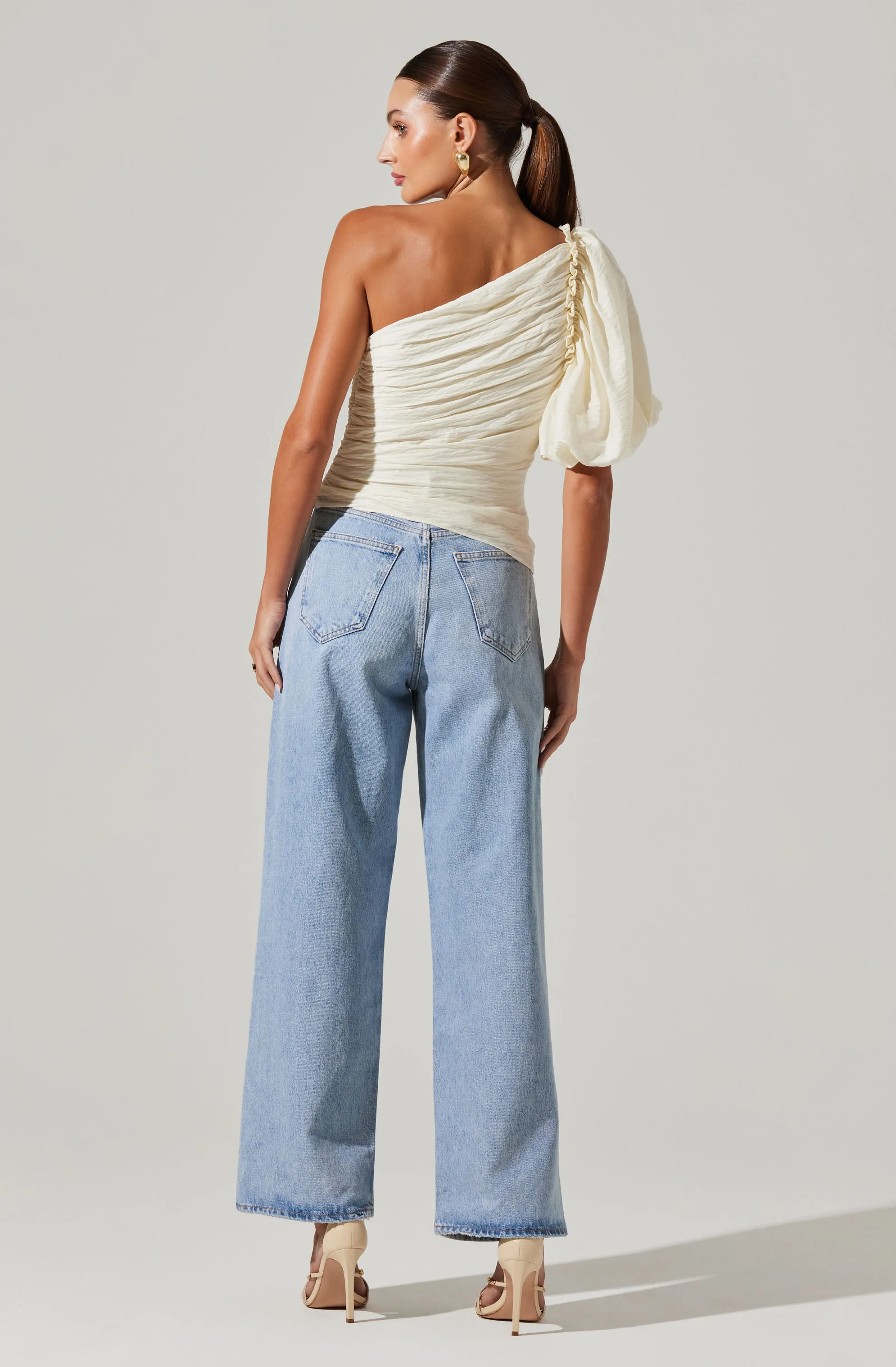 Gidget One Shoulder Pleated Top