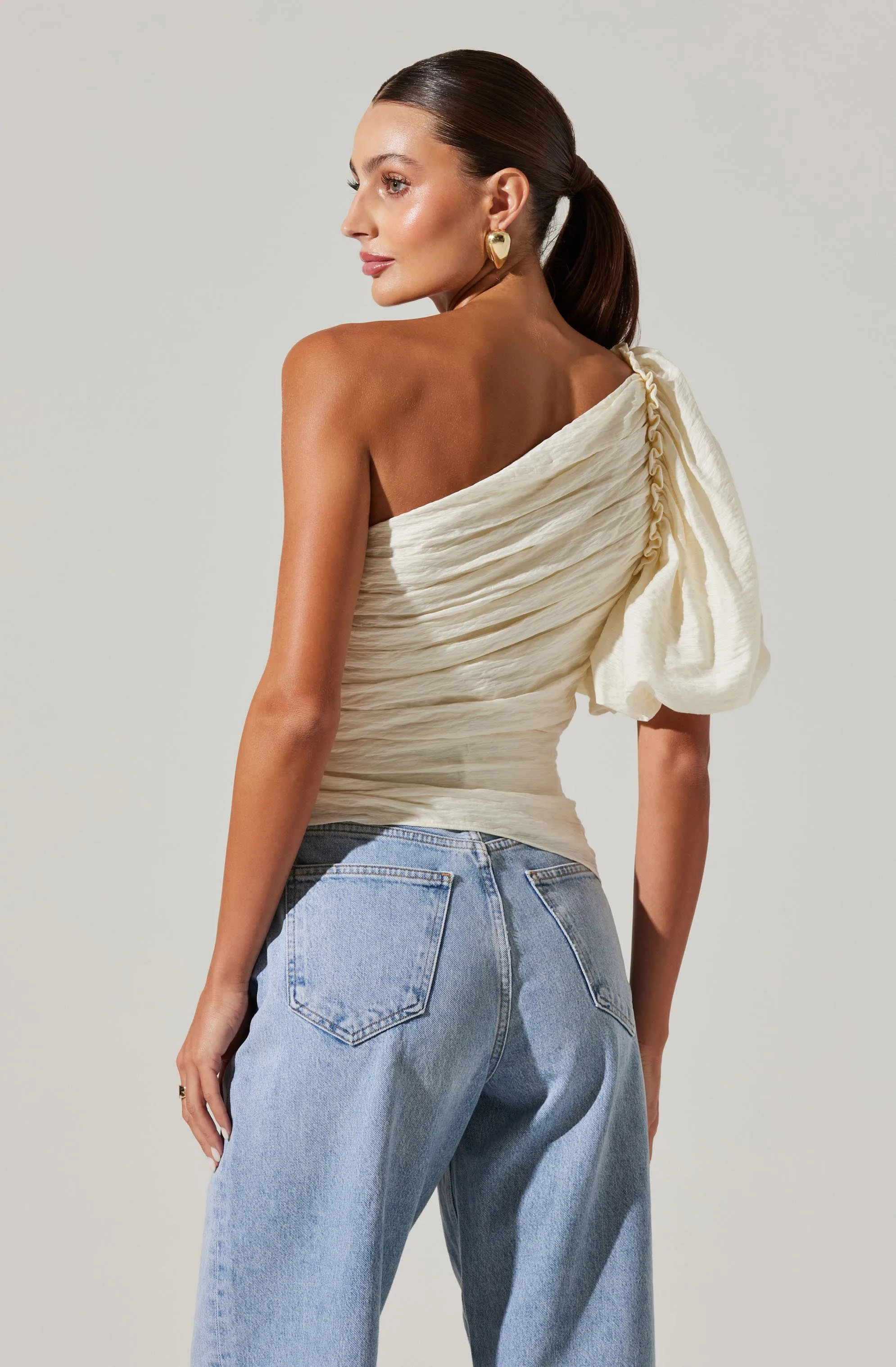 Gidget One Shoulder Pleated Top