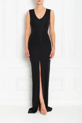 JESSICA BLACK SLEEVELESS WITH FRONT SPLIT MAXI DRESS