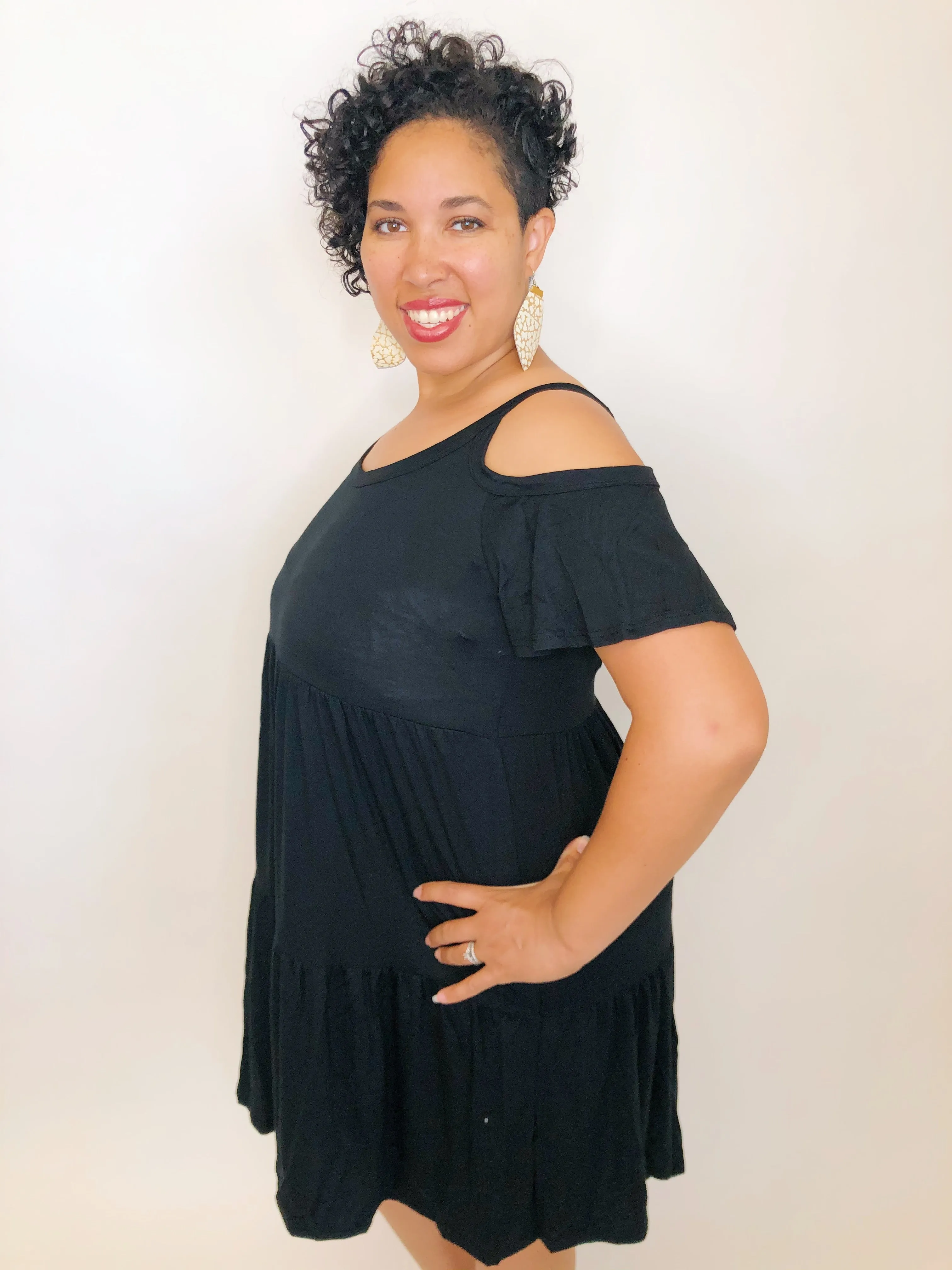 #K188 Lucky In Love Cold Shoulder Dress
