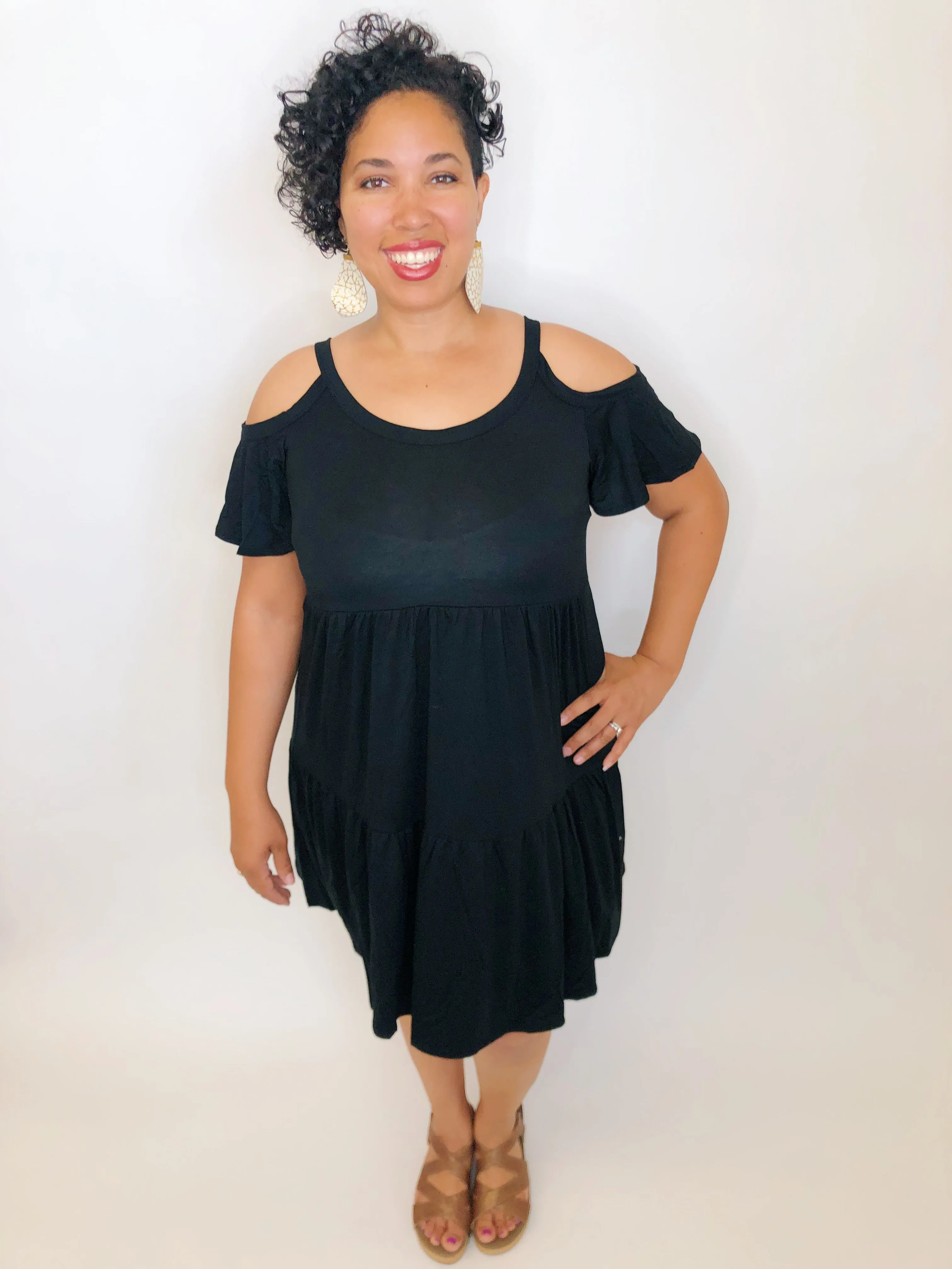 #K188 Lucky In Love Cold Shoulder Dress