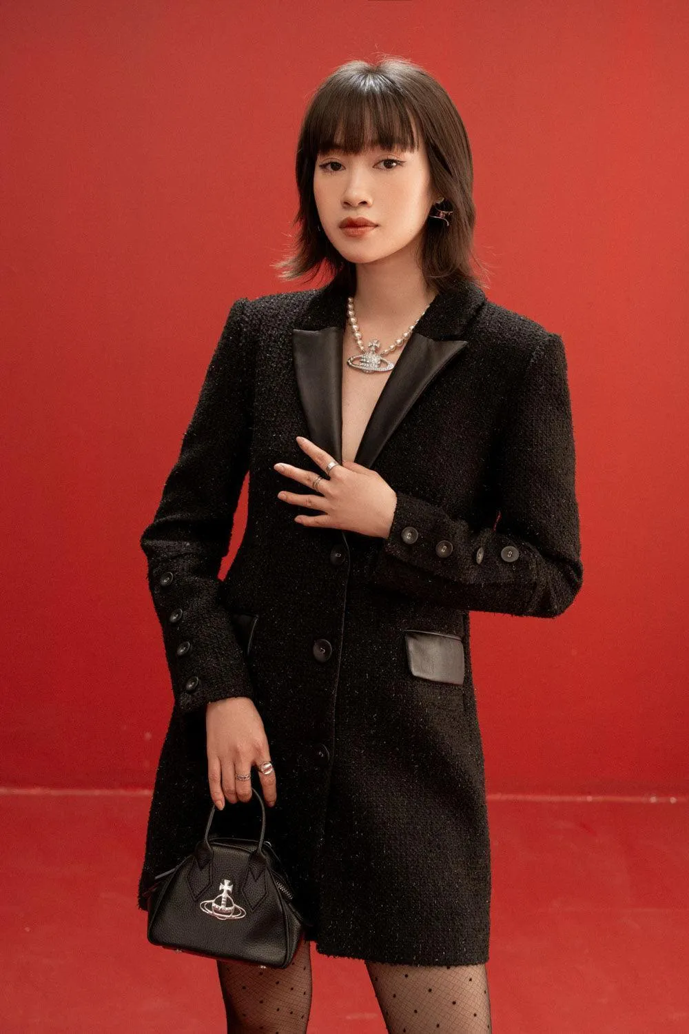 Kane A-line Notch Lapel Korean Texture Mini Dress