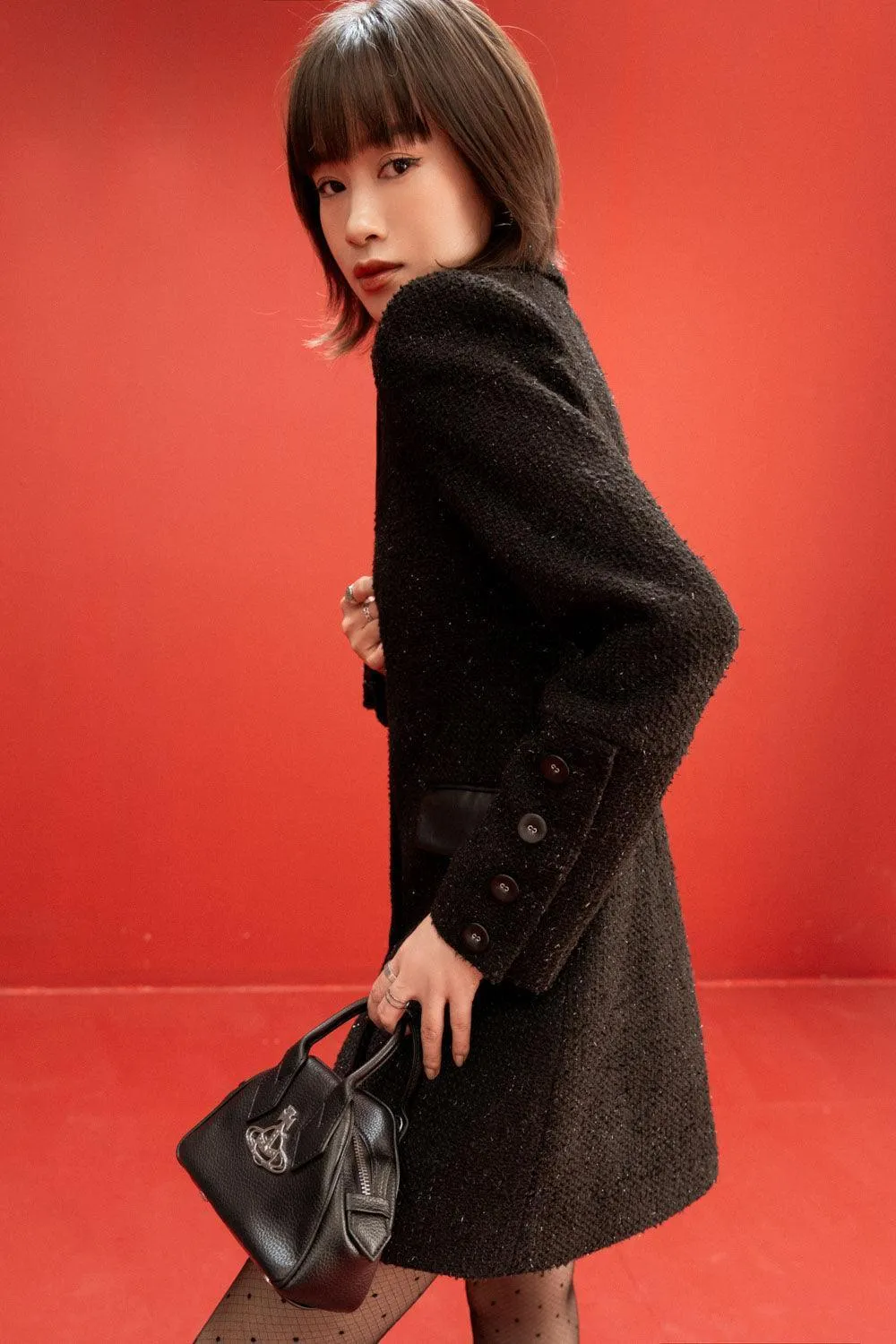 Kane A-line Notch Lapel Korean Texture Mini Dress