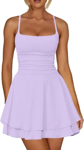 Kaximil Women's Sexy Ruffle Mini Dress Spaghetti Strap Ruched Corset Party Club Short Dresses