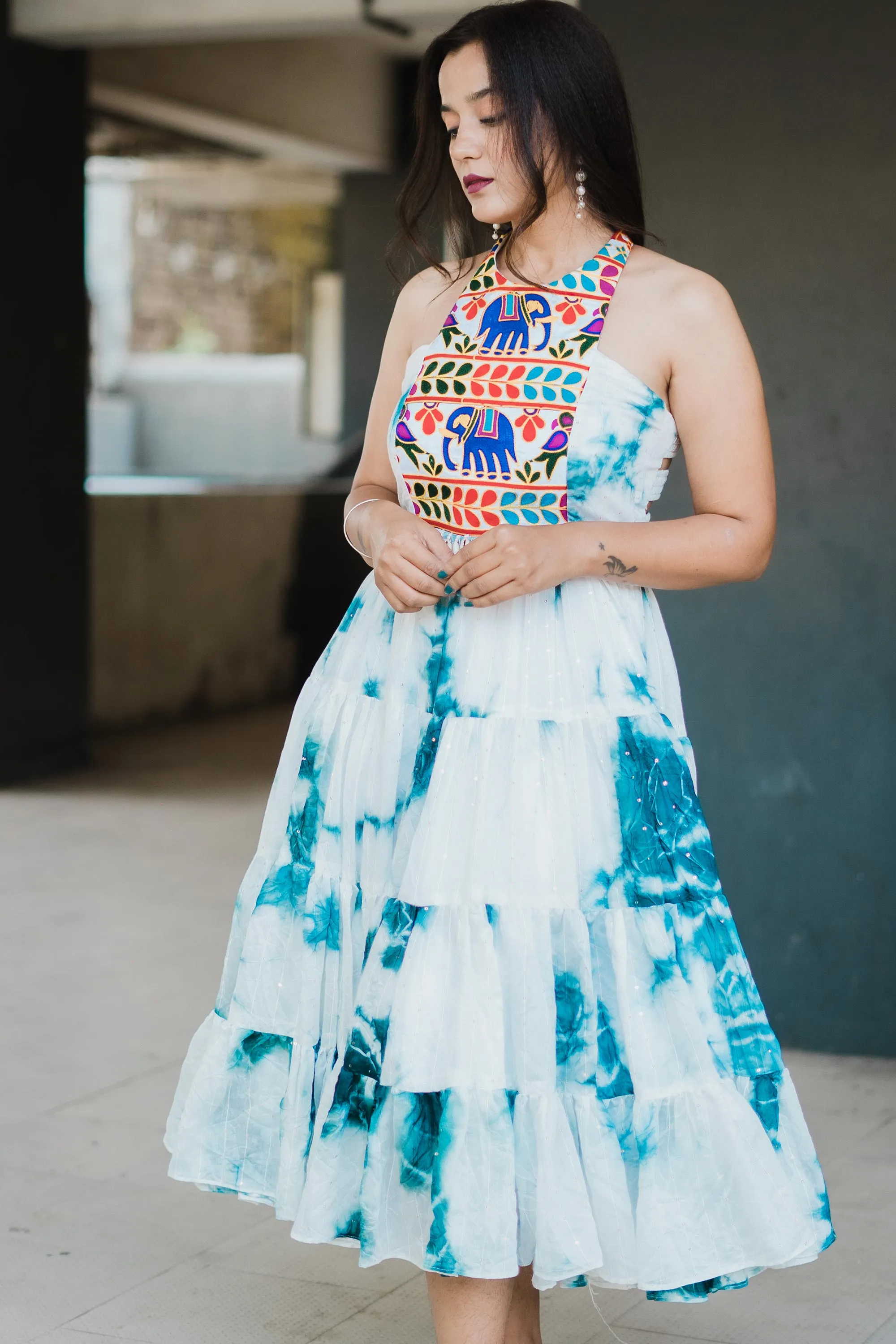 KRITA TIE DYE MACHINE WORK DRESS