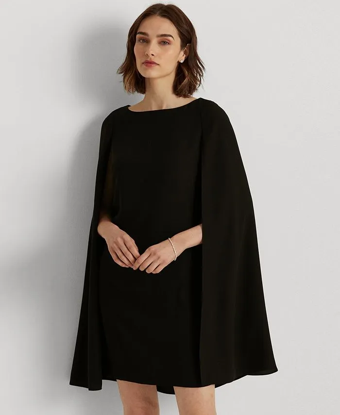 Lauren Ralph Lauren Women's Georgette Cape Dress, Black