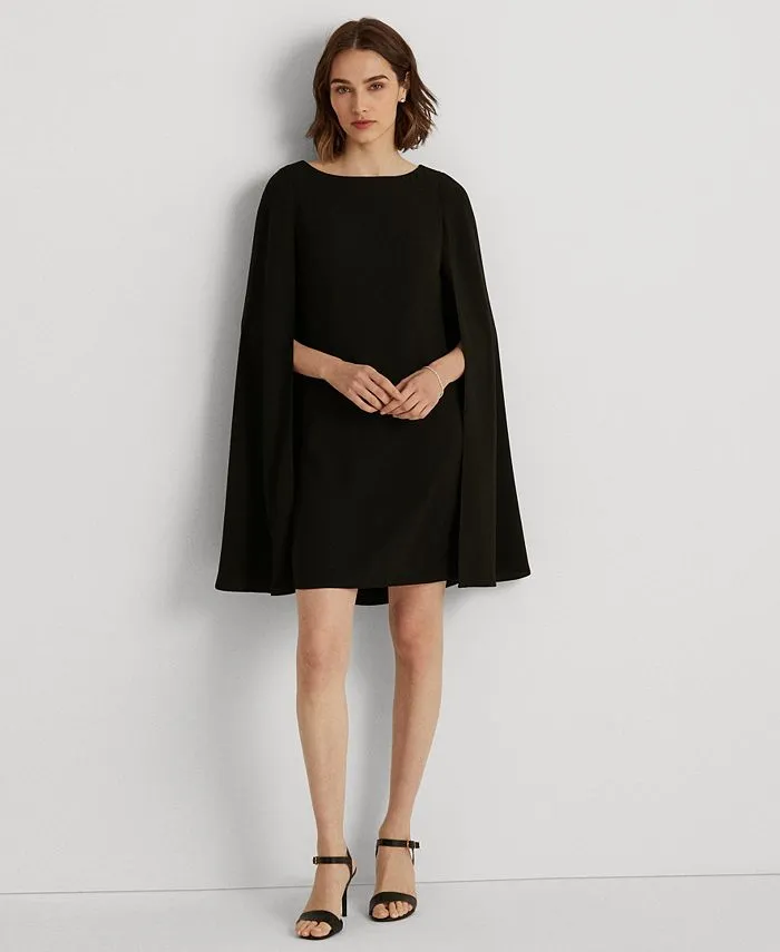 Lauren Ralph Lauren Women's Georgette Cape Dress, Black