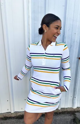 Mardi Gras White Striped Dress