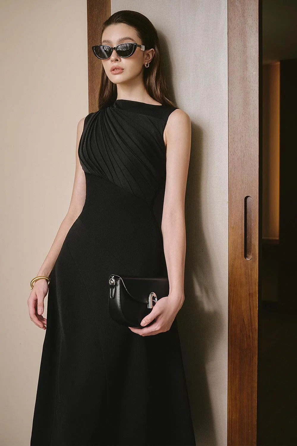 Marmar A-line Boat Neck Cotton Knitted Midi Dress