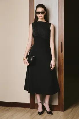 Marmar A-line Boat Neck Cotton Knitted Midi Dress