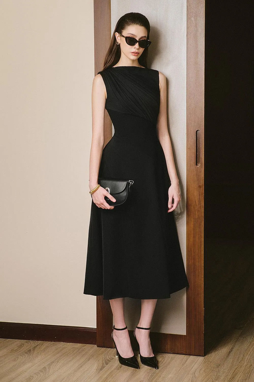 Marmar A-line Boat Neck Cotton Knitted Midi Dress