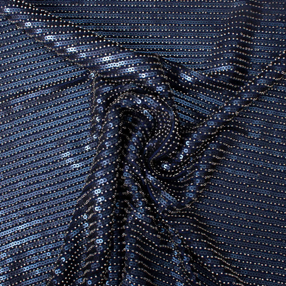 Midnight Blue Sequin & Beaded Polyester