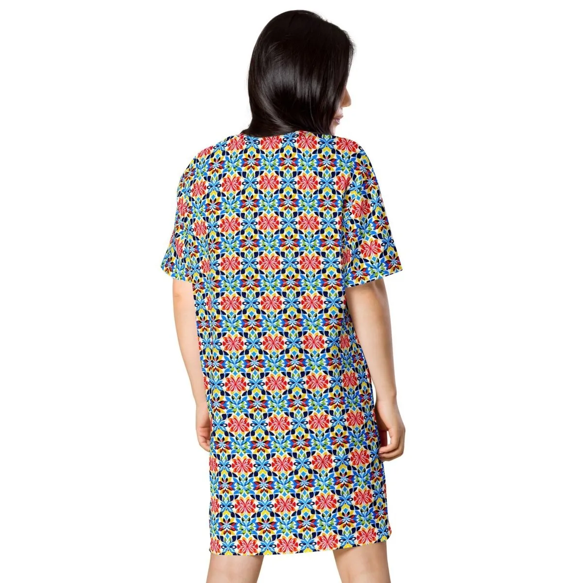 Mosaic Blooms T-Shirt Dress
