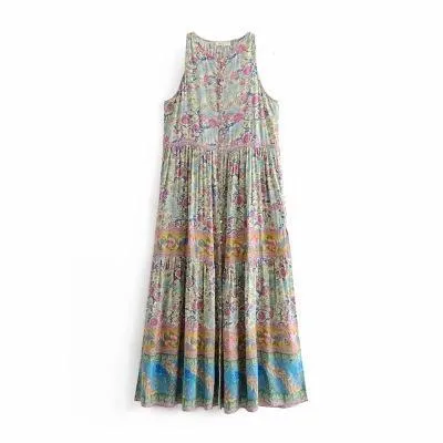 New Bohemian Sleeveless Print Long Dress