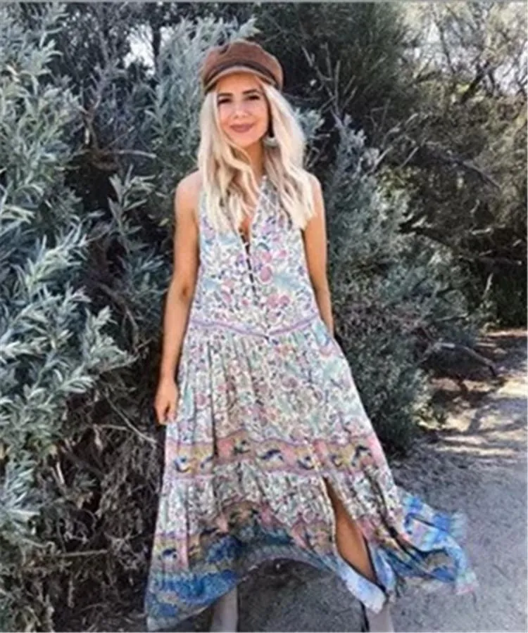 New Bohemian Sleeveless Print Long Dress