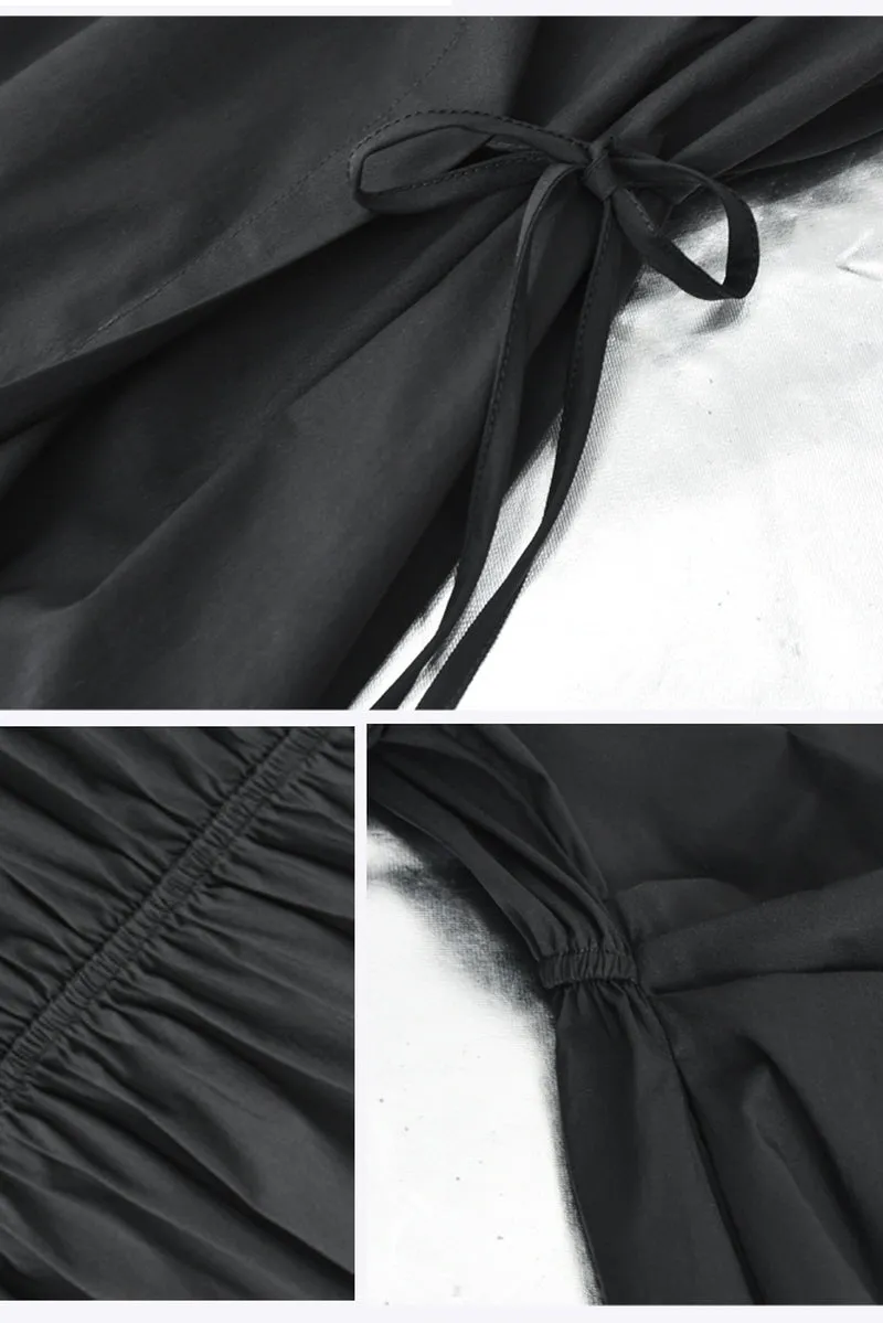 Niche Design Dark Temperament Irregular Waist Cinched Shirt Collar Dress