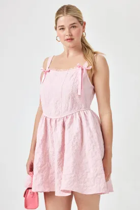 Pink Embossed Jacquard Corset Dress