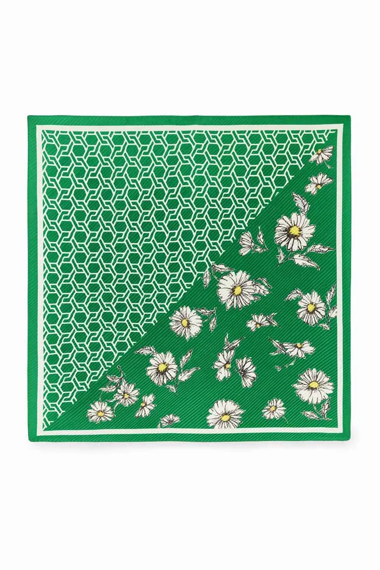 Pleated Daisy Square Scarf