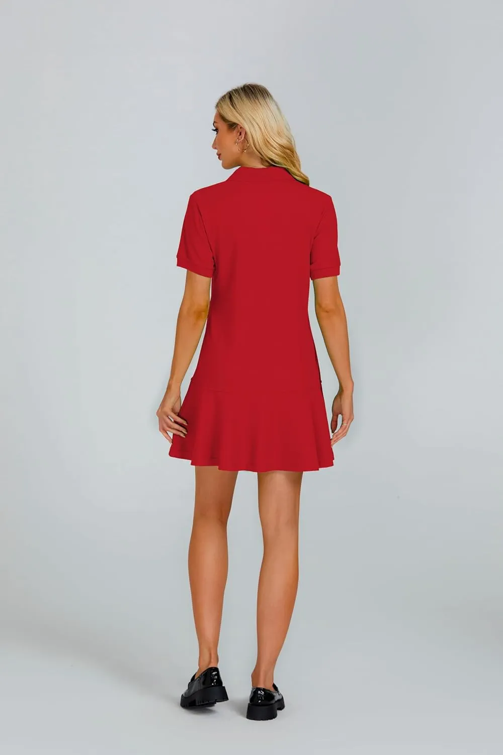 Polo Dress for Women Short Sleeve Ruffle Hem Golf Tennis Workout Dress Pleated Summer Mini Dresses