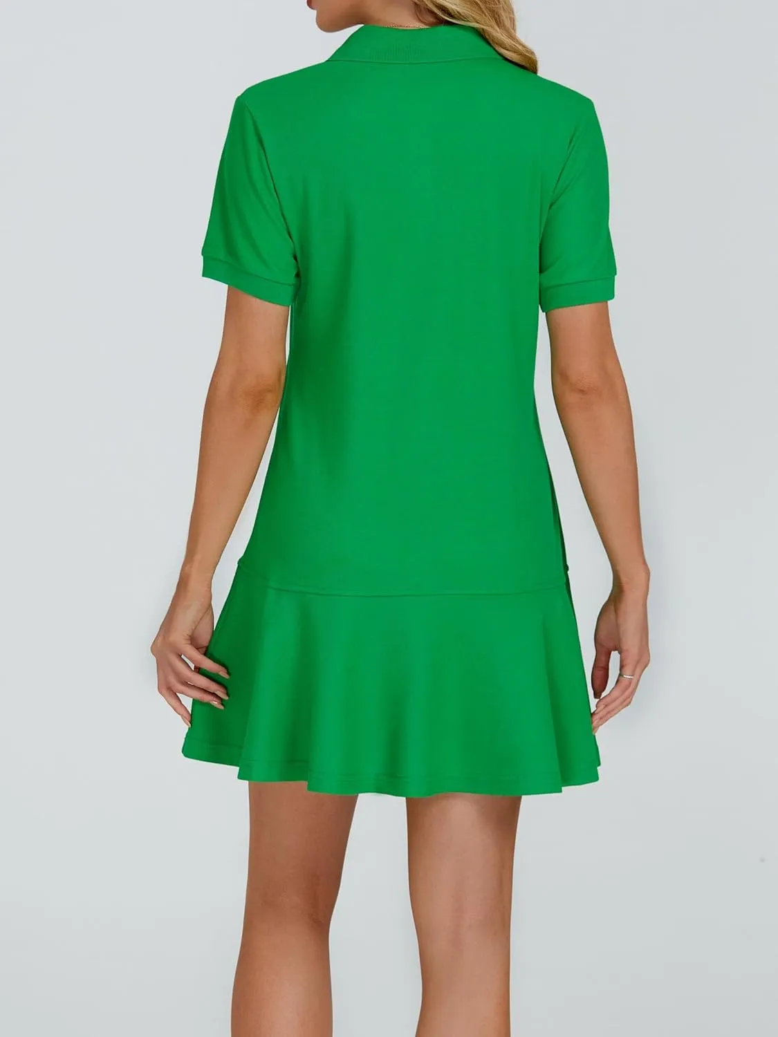 Polo Dress for Women Short Sleeve Ruffle Hem Golf Tennis Workout Dress Pleated Summer Mini Dresses