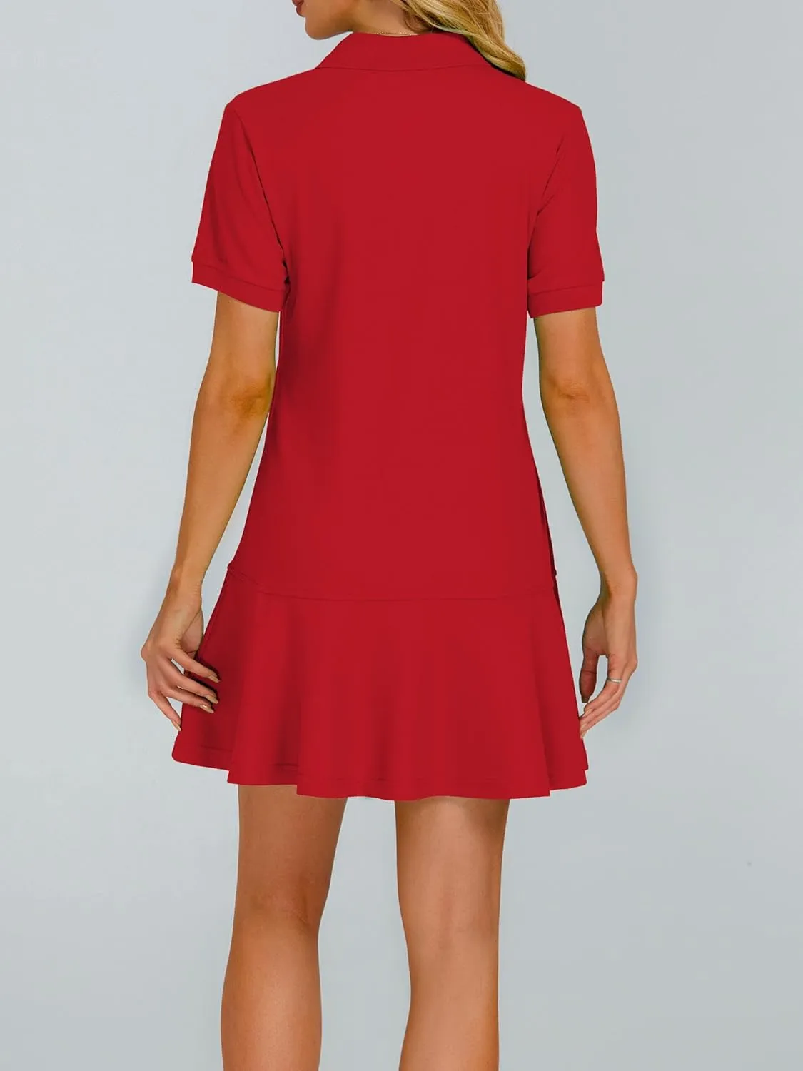 Polo Dress for Women Short Sleeve Ruffle Hem Golf Tennis Workout Dress Pleated Summer Mini Dresses