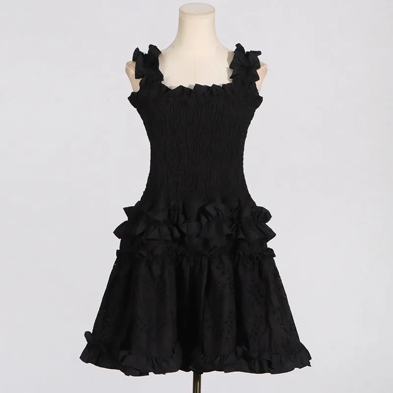 Pre Order:  Solid Pleated Wood Ear Short Dress