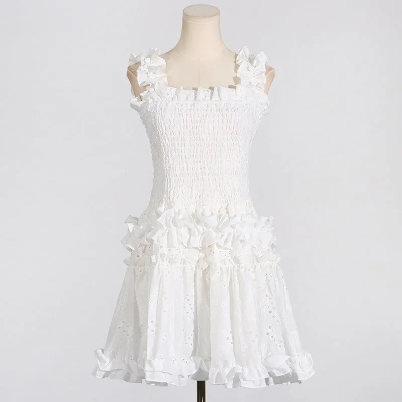 Pre Order:  Solid Pleated Wood Ear Short Dress