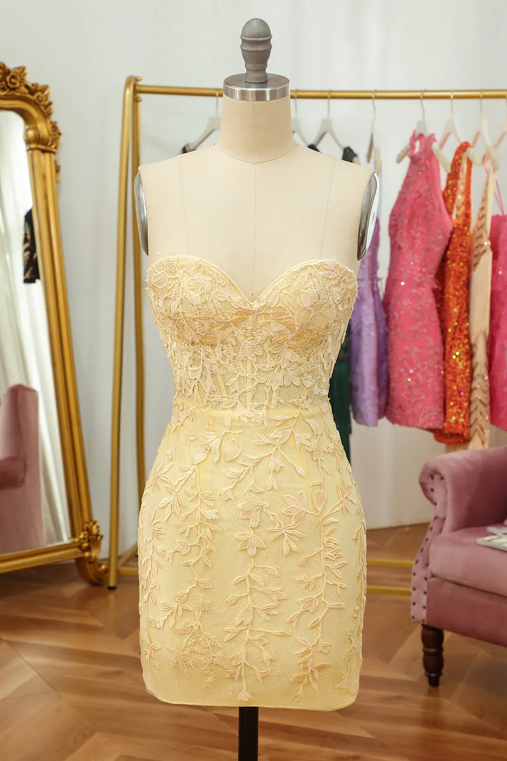 Purple Lace Tight Short Hoco Dress